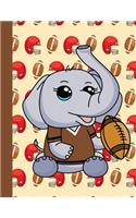 Notebook: Record Football Games Tactics Kawaii Sporty Elephant Game Player Logbook Wide Ruled Journal Notebook Diary Notes