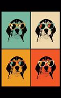 Beagle Notebook - Retro Beagle With Sunglasses Journal - Beagle Diary: Medium College-Ruled Journey Diary, 110 page, Lined, 6x9 (15.2 x 22.9 cm)