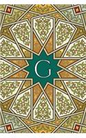 Monogram G Notebook: Blank Journal Diary Memoir Log Logue(7 Arabesque Two 150 Lined)