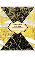 Composition Notebook: White Black Marble and Gold Blank Wide Lined Design Cover