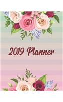 2019 Planner: Daily Weekly & Monthly Calendar Schedule Organizer to Do List (Pastel Floral)