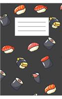 Japanese Sushi Pattern Notebook: College Ruled Lined Paper, Matte Cover (Diary, Planner, Notes)