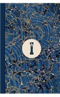 Monogram I Marble Notebook (Blue Ginger Edition): Blank Lined Marble Journal for Names Starting with Initial Letter I