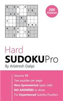 Sudoku: Hard Sudoku Pro Book for Experienced Puzzlers (200 puzzles), Vol. 15