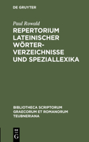 Repertorium Lateinischer Wörterverzeichnisse Und Speziallexika
