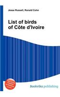 List of Birds of Cote d'Ivoire: (English)
