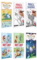 My First Activity Book - Dot to Dot and Origami (Blue and Green Edition), Pencil Shading - Birds and Wild Animals : Origami activity book, Children's Drawing and Shading Books | Pack of 6 books