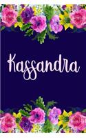 Kassandra: Personalized Name Pink Floral Design Matte Soft Cover Notebook Journal to Write In. 120 Blank Lined Pages