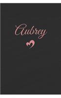 Aubrey: Personalized Blank Lined Journal Rose Gold on Black