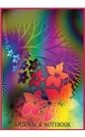 Journal & Notebook: Notebook and Journal for All Ages, Lyrics/Poetry Writing Book and Floral Edged Lined Pages - Red 'rainbow Floral' Cover 7 X 10