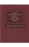 Syllabus; Introduction to the Science of Sociology: (English)