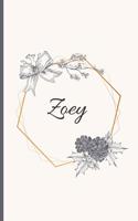 Zoey: 120 Pages Blank & Lined (6 x 9 inches) Personalized Name Journal Notebook with the name Zoey