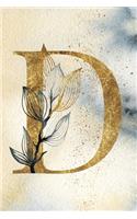 Monogram Notebook D: 6 x 9 Gold Initial Diary for Women