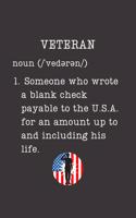 Veteran: Patriotic Gifts For Soldiers - Small Lined Writing Journal or Notebook (Card Alternative) (Definition)