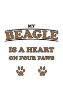 My Beagle is a heart on four paws: Notebook, Journal - Gift Idea for Dog Owners - checkered - 6x9 - 120 pages