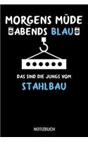 Morgens müde abends blau das sind die Jungs vom Stahlbau: A5 Monatsplaner 120 Seiten mit Spalten für Monatsziele, Termine, Veranstaltungen, Notizen und Wochenübersicht. Geschenkidee für Stahlbauer