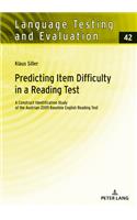 Predicting Item Difficulty in a Reading Test