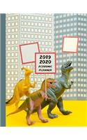 2019 2020 Academic Planner: Picketing Dinosaurs - September - August 1 YR Organizer - Funny Dinosaur Design