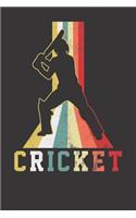 Notebook: College Ruled 6x9 120 Pages Cricket Cricketer Player Coach Retro Gift