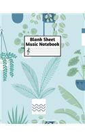 Blank Sheet Music Notebook: Easy Blank Staff Manuscript Book Large 8.5 X 11 Inches Musician Paper Wide 12 Staves Per Page for Piano, Flute, Violin, Guitar, Trumpet, Drums, Cell