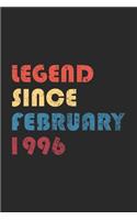 Legend Since February 1996: Retro Lined Notebook, Journal, Organizer, Diary, Composition Notebook, Gifts for the Family, Friends or Boys & Girls Born In February 1996: Lined No