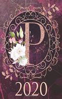 2020 Weekly Planner - Monogram Initial "P": 12-Month Large Print Rose Gold Glitter Purple Letter-Sized A4 Schedule Organizer by 52 Week Cornell Notes Monthly Calendar Designed in USA floral pu(16 2020 Rose Gold Glitter)