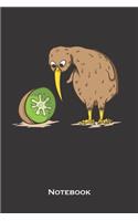 Kiwi bird next to kiwi fruit Notebook