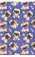 Bullet Journal Notebook Funny Pugs Pattern 11: 112 Page Numbered Dot Grid Bullet Journal with Index Pages and Key Pages in Portable 6 X 9 Size.