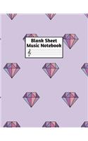 Blank Sheet Music Notebook: Easy Blank Staff Manuscript Book Large 8.5 X 11 Inches Musician Paper Wide 12 Staves Per Page for Piano, Flute, Violin, Guitar, Trumpet, Drums, Cell