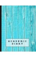 Academic diary: Large page per day academic organizer planner for all your educational organisation - Turquoise wood effect cover design