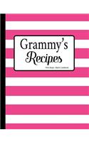 Grammy's Recipes Pink Stripe Blank Cookbook