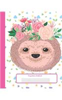 COMPOSITION NOTEBOOK Make Every Day Earth Day: Wide Lined Ruled Paper Page Notebook and Journal for Girls with Cute Happy Sloth and Flowers, Perfect Workbook for Writing Notes and Exercise at Hom