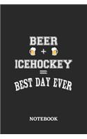 BEER + ICEHOCKEY = Best Day Ever Notebook: 6x9 inches - 110 blank numbered pages - Greatest Alcohol drinking Journal for the best notes, memories and drunk thoughts - Gift, Present Idea