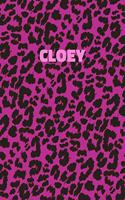 Cloey: Personalized Pink Leopard Print Notebook (Animal Skin Pattern). College Ruled (Lined) Journal for Notes, Diary, Journaling. Wild Cat Theme Design wi