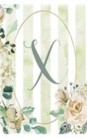 2020 Weekly Planner, Letter X, Green Stripe Floral Design