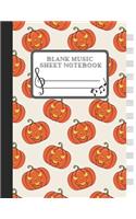Blank Music Sheet Notebook: Halloween Orange Pumpkins Themes Style, Music Manuscript Paper, Staff Paper, 8.5" x 11" (21.59cm x 27.94cm), 120 pages, 12 Staves (Music Composition