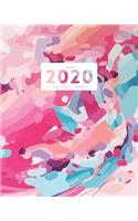 2020 Weekly & Monthly View Planner: Jan 1, 2020 to Dec 31, 2020 12-Month Daily Productivity Agenda with Inspirational Quotes & Habit Tracker - Pink Abstract