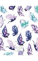Notebook: Butterfly on white cover and Lined pages, Extra large (8.5 x 11) inches, 110 pages, White paper(5 Butterfly on White Notebook)