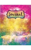 Journal: Watercolor Pink Yellow Green Blank Lined Diary