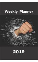 2019 Plan on It Weekly Planner: Fist Through Shattered Glass on Black Background 12 Month Calendar Appointment Pocket Planner(2019 Plan on It Weekly Calendar Planner)