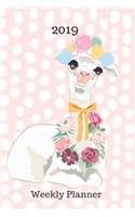 2019 Plan on It Weekly Planner: Llama Sitting Pretty on Pink Background 12 Month Calendar Appointment Pocket Planner(2019 Plan on It Weekly Calendar Planner)
