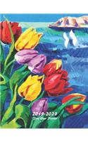 2019-2023 Five Year Planner: Five Year Monthly Planner 8.5 X 11 with Flower Coloring Pages (Tulips)