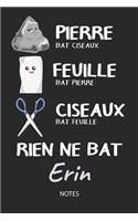 Rien ne bat Erin - Notes: Noms Personnalisé Carnet de notes / Journal pour les filles et les femmes. Kawaii Pierre Feuille Ciseaux jeu de mots. Fournitures scolaires, premier