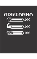 Adrianna: Pixel Retro Game 8 Bit Design Blank Composition Notebook College Ruled, Name Personalized for Girls & Women. Gaming Desk Stuff for Gamer Girls. Funn