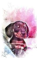 Notebook Dachshund Abstract Painting: NOTEBOOK - DRAW AND WRITE 6 x 9 size with 110 pages. Birthday gift idea for daughter, niece, little sister, best friend