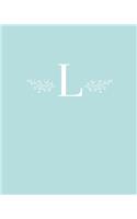 L: 110 Dot-Grid Pages - Light Blue Monogram Journal and Notebook with a Simple Vintage Floral Design and a Personalized Initial Letter - Monogramed Com