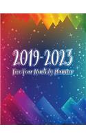 2019-2023 Five Year Monthly Planner: Rainbow Crystals Calendar Notebook 8.5x11 144 Pages