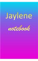 Jaylene: Blank Notebook - Wide Ruled Lined Paper Notepad - Writing Pad Practice Journal - Custom Personalized First Name Initial J Blue Purple Gold - Taking 