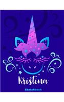 Kristina Sketchbook: Pink Unicorn Personalized First Name Sketch Book for Drawing, Sketching, Journaling, Doodling and Making Notes. Cute and Trendy, Fun and Fantasy Blu