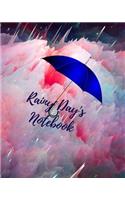 Rainy Day's Notebook: Best 8 X 10 100 Page College Ruled Composition Planner for School: Doodles, Drawings, Writing, Learning and Diary Note Paper Pad for Taking Teacher 